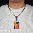 Don Staats Southwestern sterling silver cobblestone inlay pendant/necklace