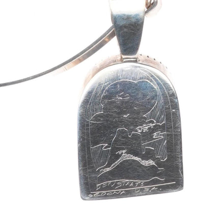 Don Staats Southwestern sterling silver cobblestone inlay pendant/necklace