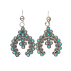 Vintage Zuni sterling silver snake eye turquoise Naja form dangle earrings