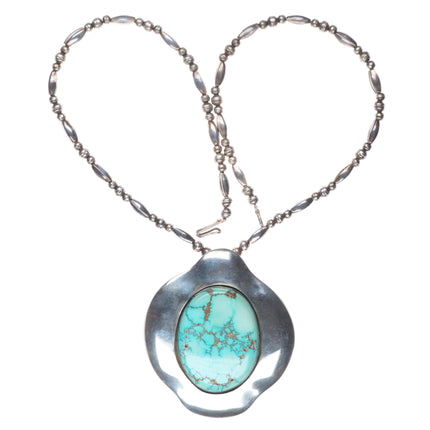 Large Vintage Navajo/southwestern modernist sterling silver pendant/necklace