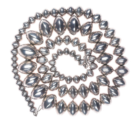 29.25" Handmade beads Navajo pearl beaded Necklace vintage sterling silver