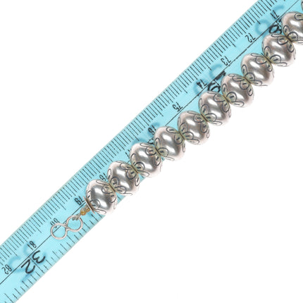 31.5" Heavy vintage hand stamped Navajo pearls sterling silver beaded necklace