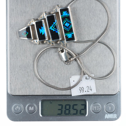 Supersmiths David Rosales Navajo sterling silver opal/black Jade slide pendant