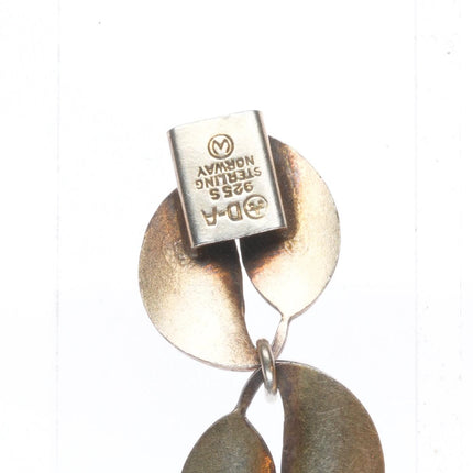 16" David Anersen Norway Sterling silver blue enamel leaf for modernist necklace