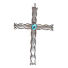 Big vintage Navajo sterling silver rippled cross with turquoise