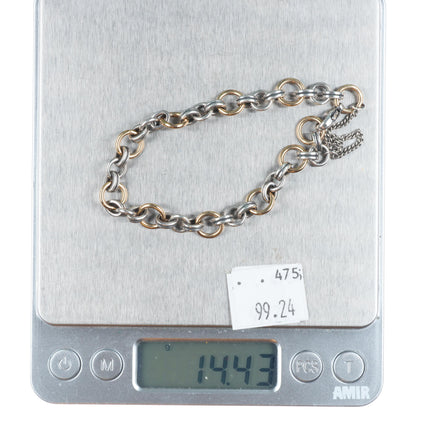 7" Retired James Avery 14k gold/ sterling silver two tone charm bracelet