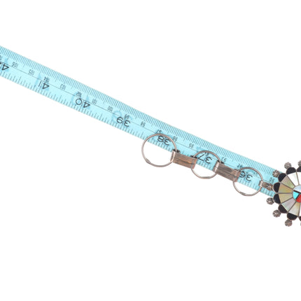 38" Abel Soseeah Zuni sterling silver, turquoise, coral, shell link concho belt