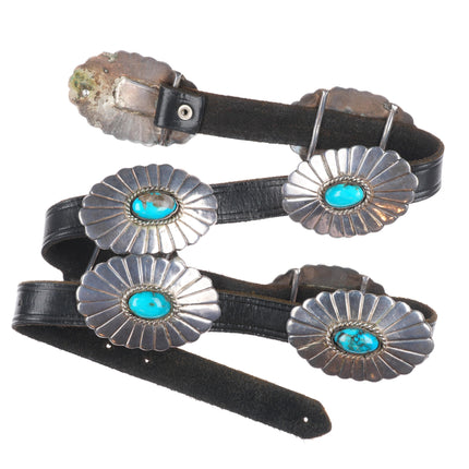 38" Vintage Navajo sterling silver turquoise concho belt