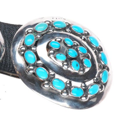 33" Vintage Navajo Modernist sterling silver turquoise cluster concho belt