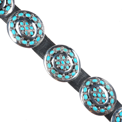 33" Vintage Navajo Modernist sterling silver turquoise cluster concho belt