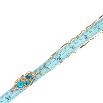 Sam Patania 18k gold, Platinum-high grade Bisbee turquoise necklace/earrings set