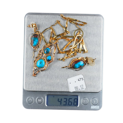 Sam Patania 18k gold, Platinum-high grade Bisbee turquoise necklace/earrings set