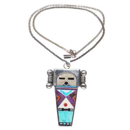 Michael Horse-Yaqui Sterling silver intarsia inlay Kachina pendant/necklace