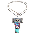 Michael Horse-Yaqui Sterling silver intarsia inlay Kachina pendant/necklace