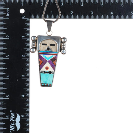 Michael Horse-Yaqui Sterling silver intarsia inlay Kachina pendant/necklace