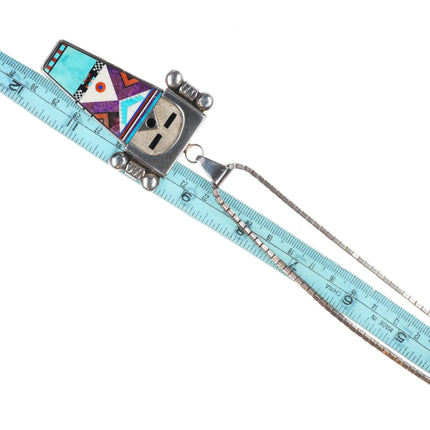 Michael Horse-Yaqui Sterling silver intarsia inlay Kachina pendant/necklace