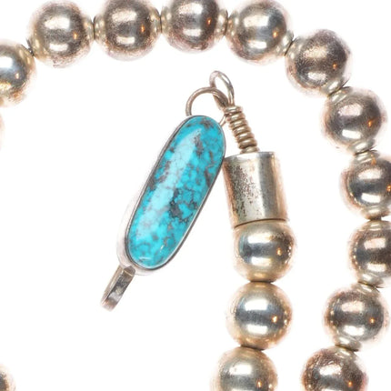 Michael Horse-Yaqui Sterling silver inlay Kachina pendant beaded necklace