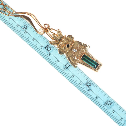 Michael Horse-Yaqui Tourmaline, diamond, 14k gold kachina pendant necklace
