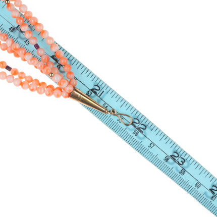 Herman Vandever Navajo 14k gold coral/sugilte beaded necklace/pendant