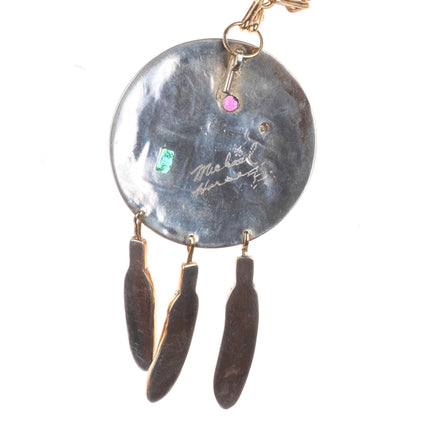 Michael Horse-Yaqui 14k gold, diamond, emerald, ruby, sterling silver necklace