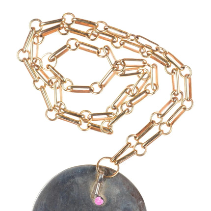 Michael Horse-Yaqui 14k gold, diamond, emerald, ruby, sterling silver necklace