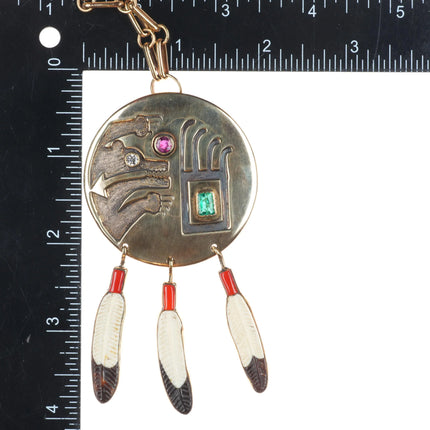 Michael Horse-Yaqui 14k gold, diamond, emerald, ruby, sterling silver necklace