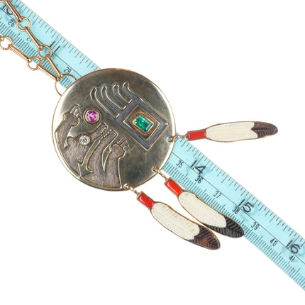 Michael Horse-Yaqui 14k gold, diamond, emerald, ruby, sterling silver necklace