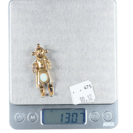 Michael Horse-Yaqui natural Opal, diamond, 14k gold kachina figural pendant