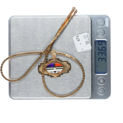 Michael Horse-Yaqui 14k gold, sugilite, coral yei pendant/necklace