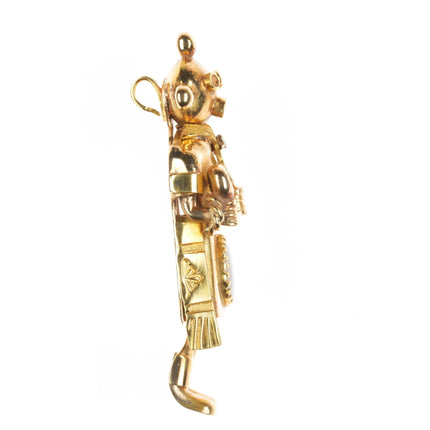 Michael Horse-Yaqui natural Opal, diamond, 14k gold kachina figural pendant