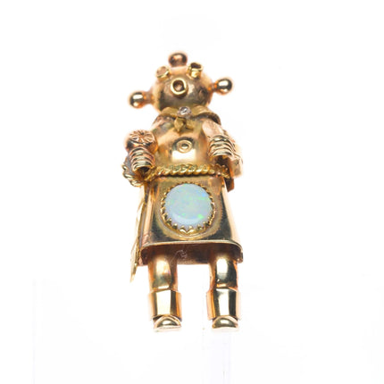Michael Horse-Yaqui natural Opal, diamond, 14k gold kachina figural pendant