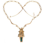 Michael Horse-Yaqui Tourmaline, diamond, 14k gold kachina pendant necklace