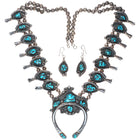 Jimmy Long Navajo turquoise vintage sterling silver squash blossom necklace