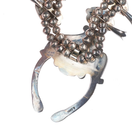 Jimmy Long Navajo turquoise vintage sterling silver squash blossom necklace