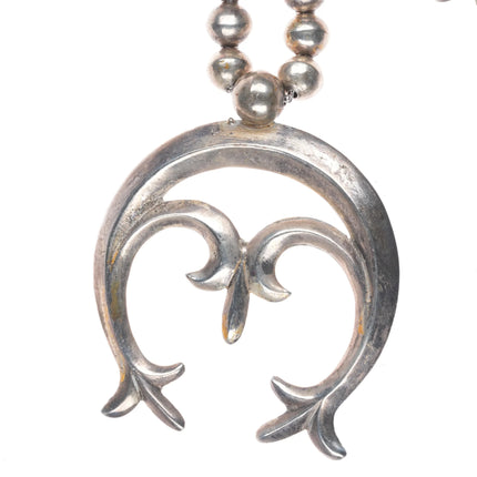 Vintage Navajo sterling silver squash blossom necklace w/cast naja and blossoms