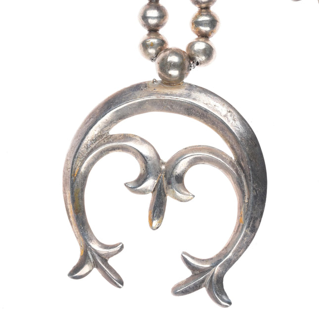 Vintage Navajo sterling silver squash blossom necklace w/cast naja and blossoms
