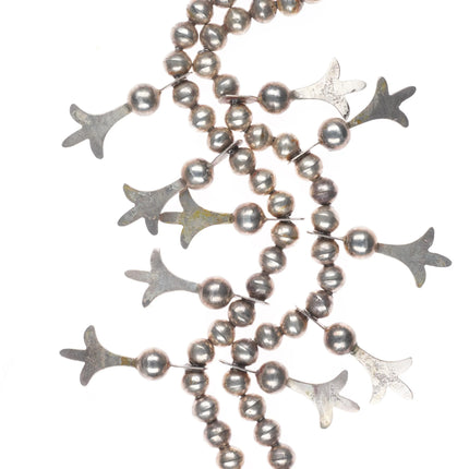 Vintage Navajo sterling silver squash blossom necklace w/cast naja and blossoms