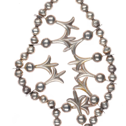 Vintage Navajo sterling silver squash blossom necklace w/cast naja and blossoms