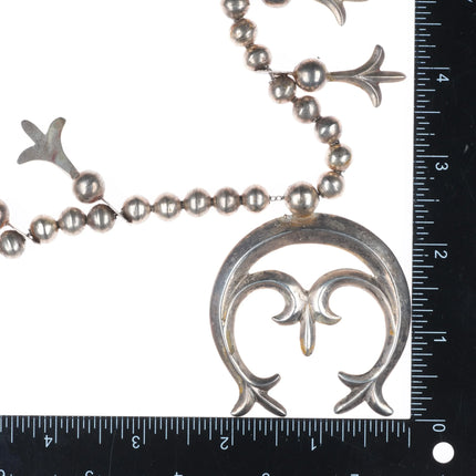 Vintage Navajo sterling silver squash blossom necklace w/cast naja and blossoms