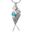 Richard Tsosie Navajo high grade spiderweb turquoise sterling silver pendant