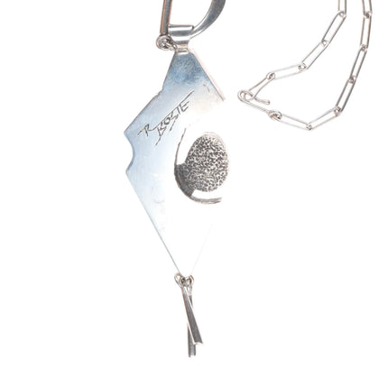 Richard Tsosie Navajo high grade spiderweb turquoise sterling silver pendant