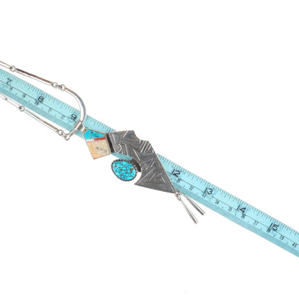 Richard Tsosie Navajo high grade spiderweb turquoise sterling silver pendant