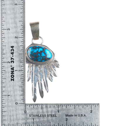 Danny Romero Yaqui high grade spiderweb Bisbee turquoise sterling silver pendant
