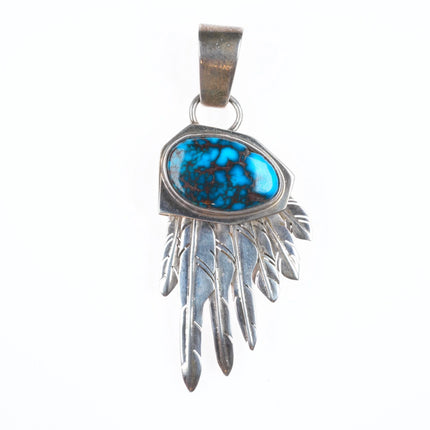 Danny Romero Yaqui high grade spiderweb Bisbee turquoise sterling silver pendant