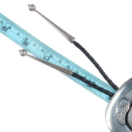 c1970 Big J Quam Zuni Native American sterling silver bluebird inlay bolo tie