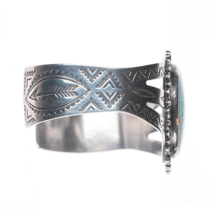 6.75" 1950's Vintage Maisels sterling silver Fred Harvey turquoise cuff bracelet