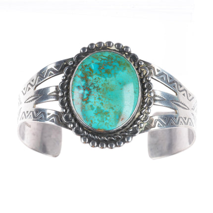 6.75" 1950's Vintage Maisels sterling silver Fred Harvey turquoise cuff bracelet