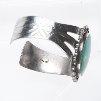 6.75" 1950's Vintage Maisels sterling silver Fred Harvey turquoise cuff bracelet