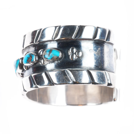 6.5" 50's-60's Navajo Bisbee Turquoise sterling silver wide band cuff bracelet