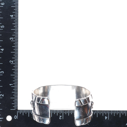 6.5" 50's-60's Navajo Bisbee Turquoise sterling silver wide band cuff bracelet